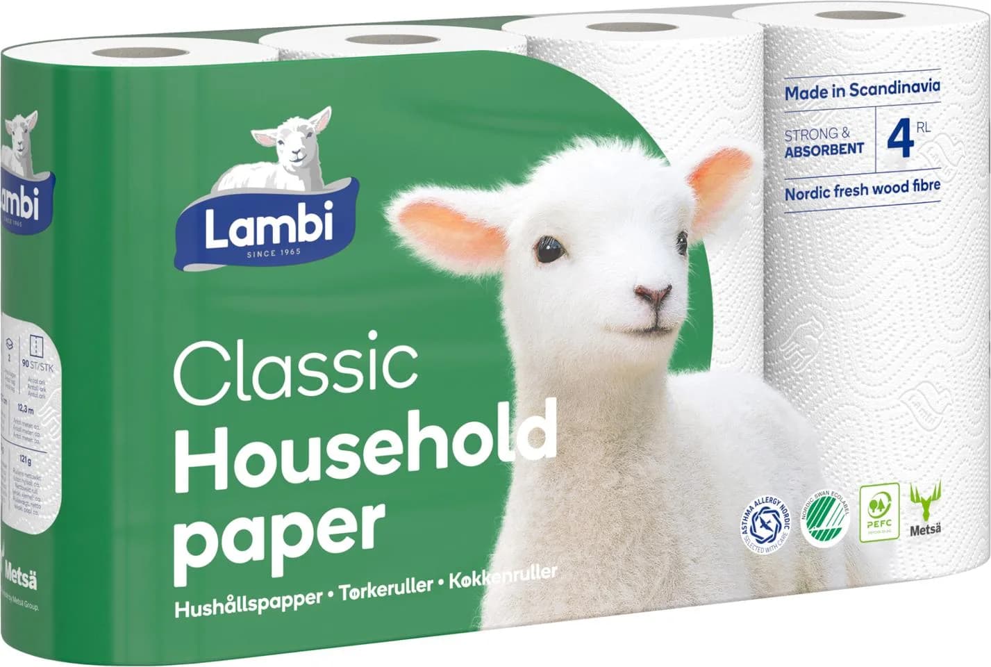 Kjøkkenrull LAMBI 2L 12,3m hvit (4)