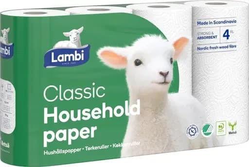 Kjøkkenrull LAMBI 2L 12,3m hvit (4)