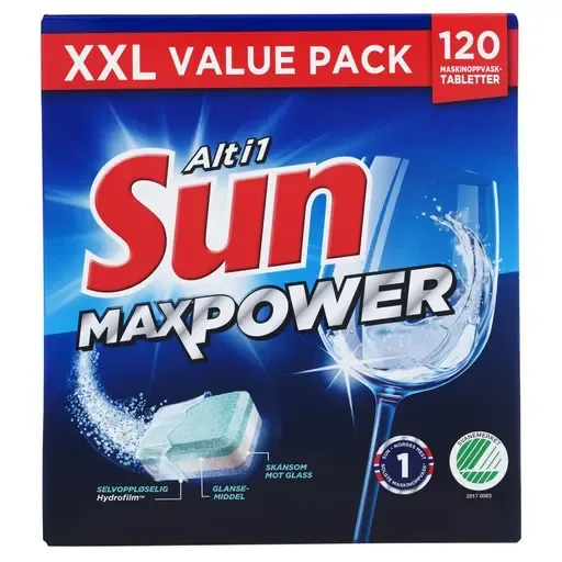Maskinoppvask SUN MaxPower Alt i 1 (120)
