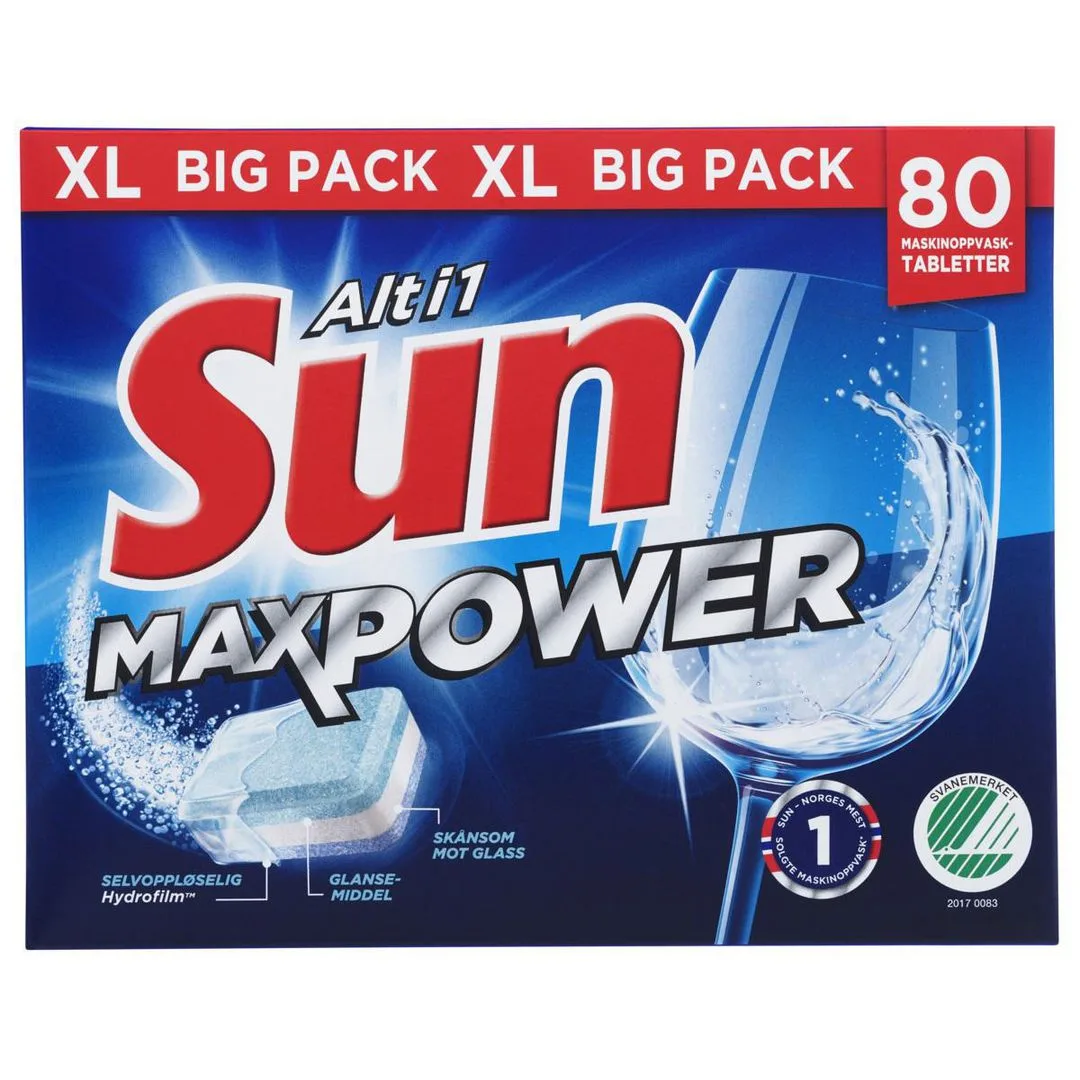 Maskinoppvask SUN MaxPower Alt i 1 (80)