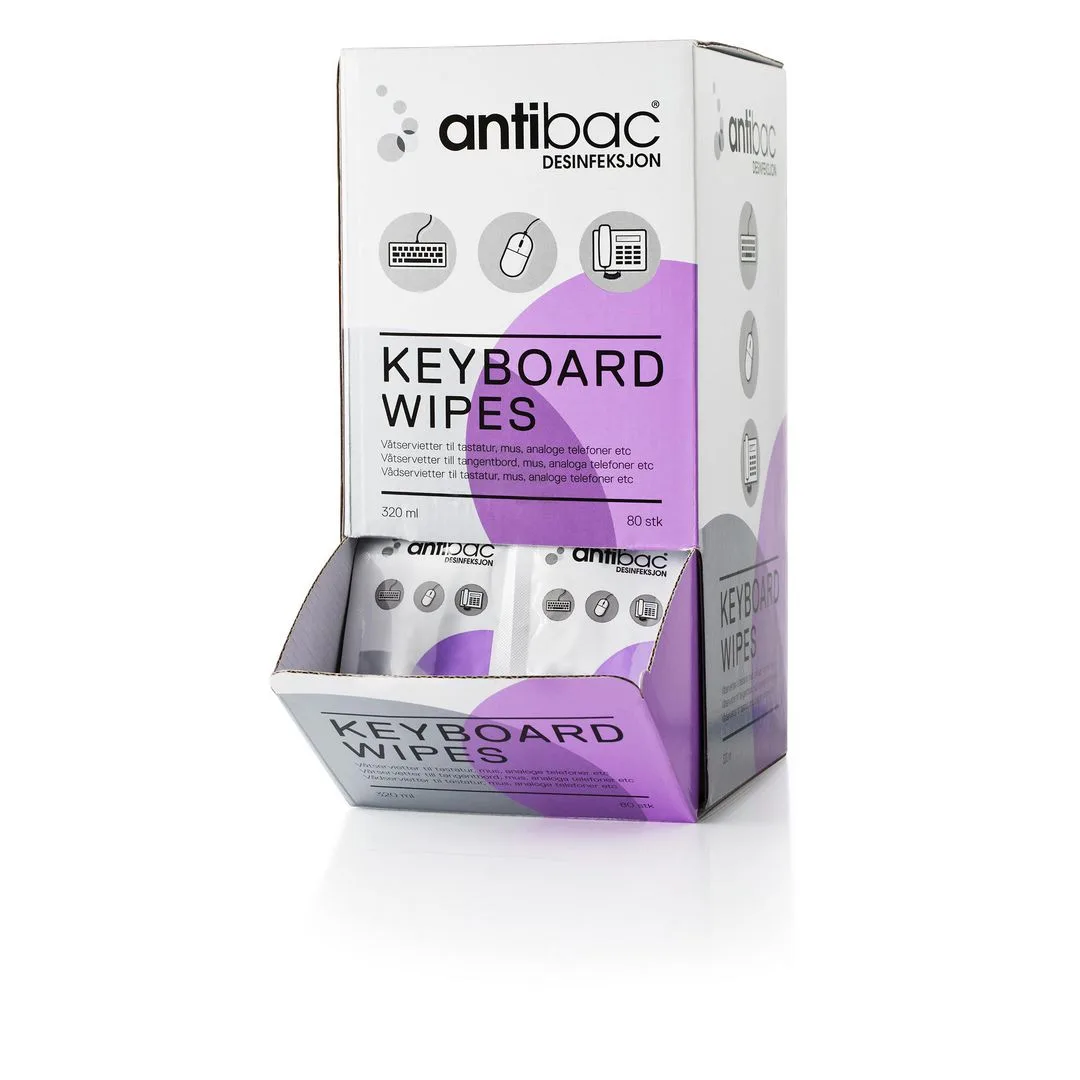 Rens ANTIBAC tastatur våtserviett (80)