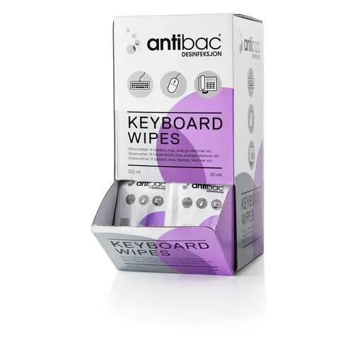 Rens ANTIBAC tastatur våtserviett (80)