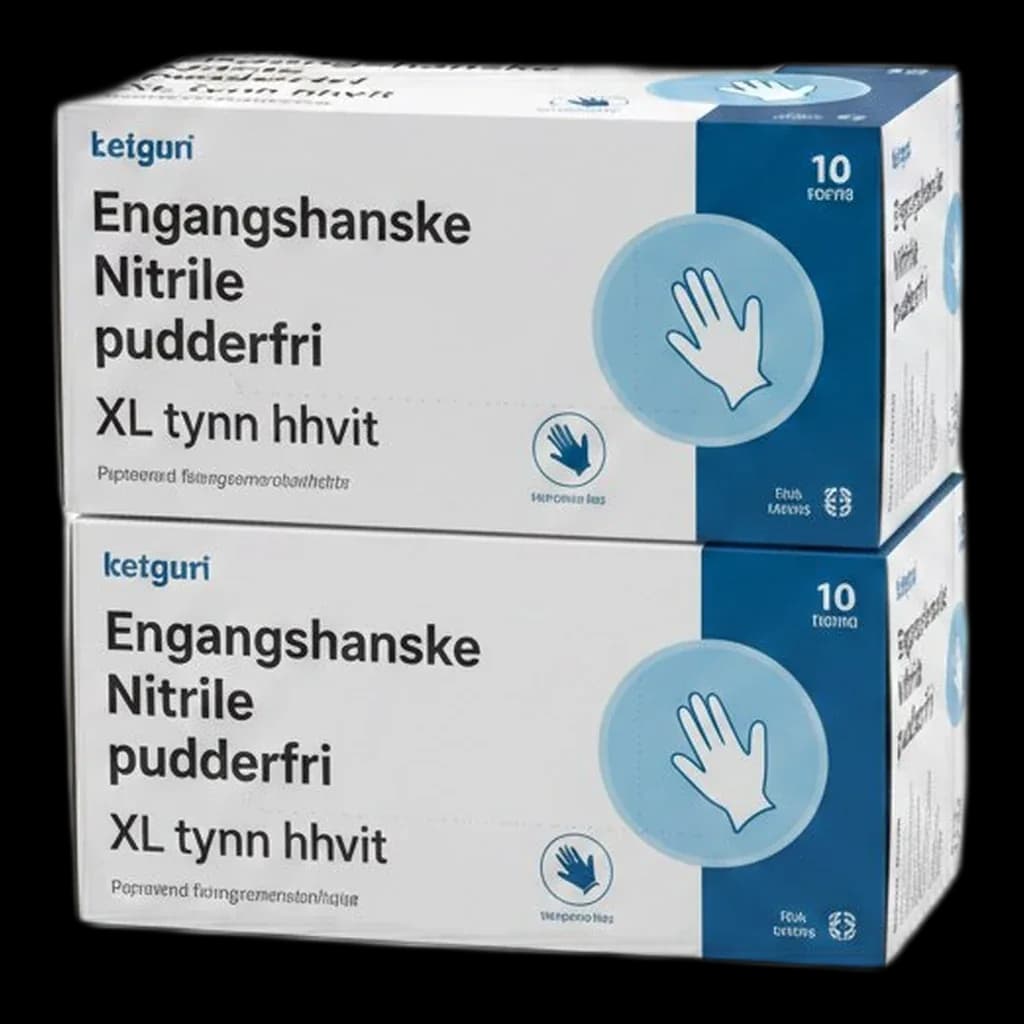 Engangshanske Nitrile pudderfri XL tynn hvit (100 stk)