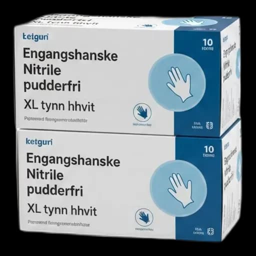 Engangshanske Nitrile pudderfri XL tynn hvit (100 stk)