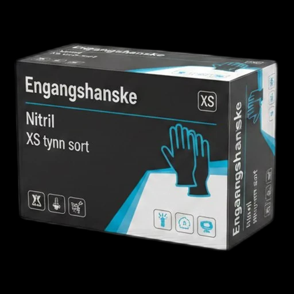 Engangshanske Nitrile XS tynn sort (100 stk)