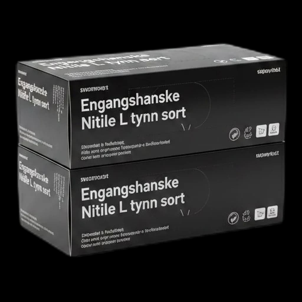 Engangshanske Nitrile L tynn sort (100 stk)