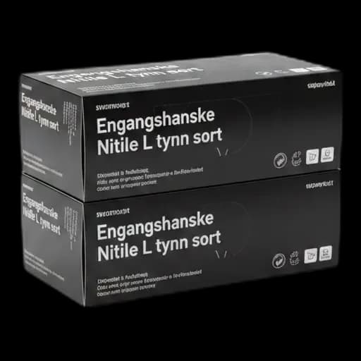 Engangshanske Nitrile L tynn sort (100 stk)