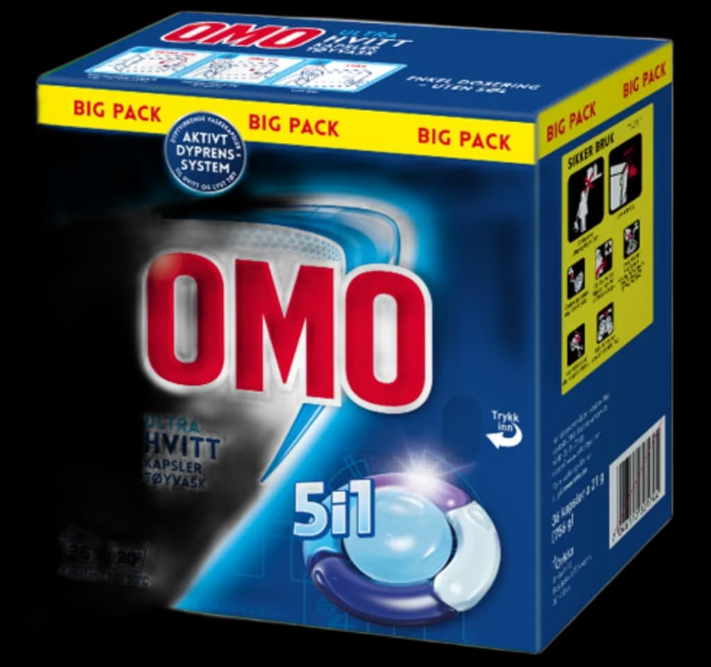Tøyvask OMO Ultra Hvitt 5i1 (36 stk)