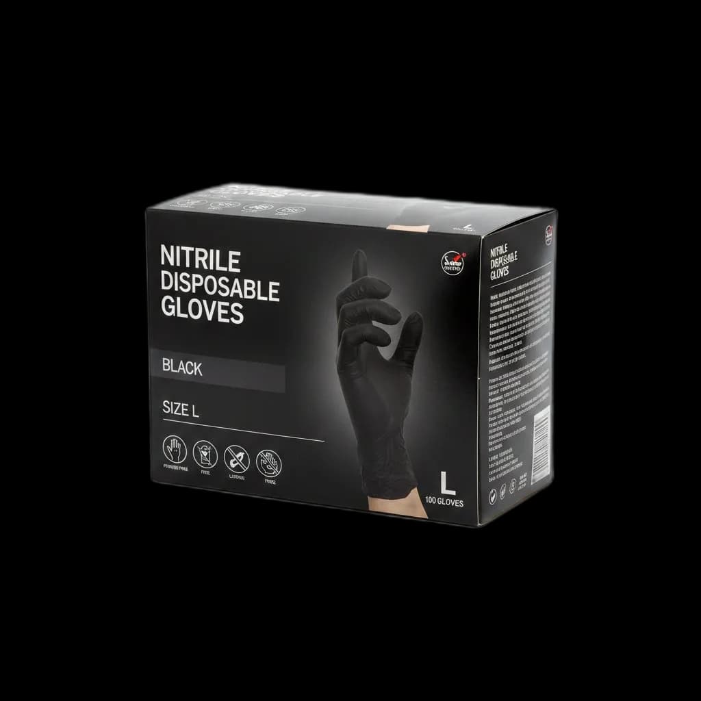 Engangshanske Nitrile S tynn sort (100 stk)