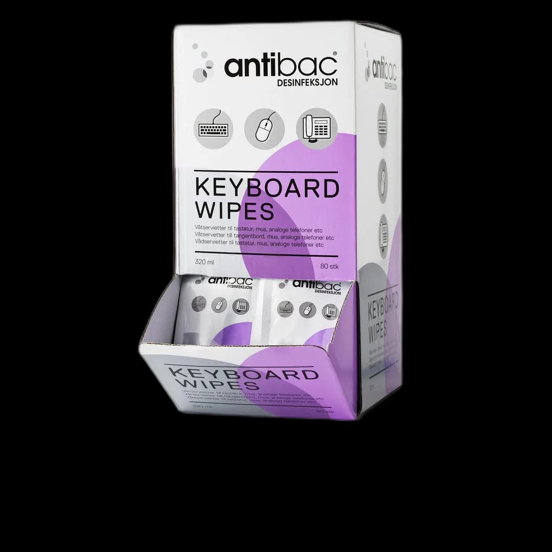 Rens ANTIBAC tastatur våtserviett (80)